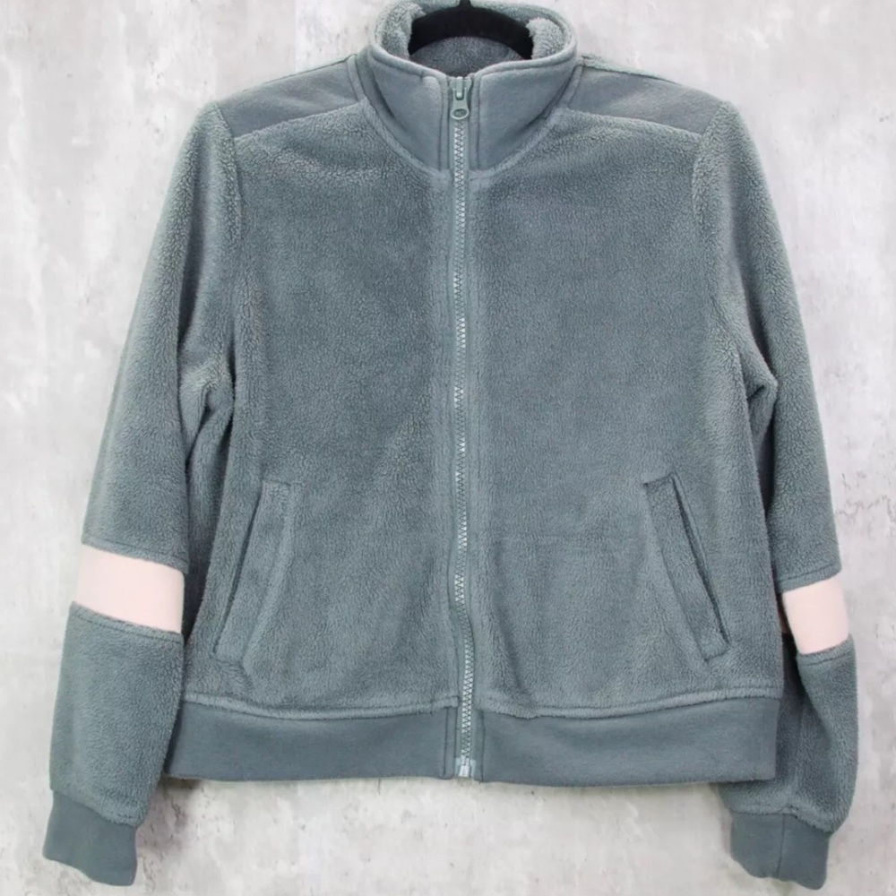 Free People Movement Full Zip Sherpa Gray Pink Jacket Size medium